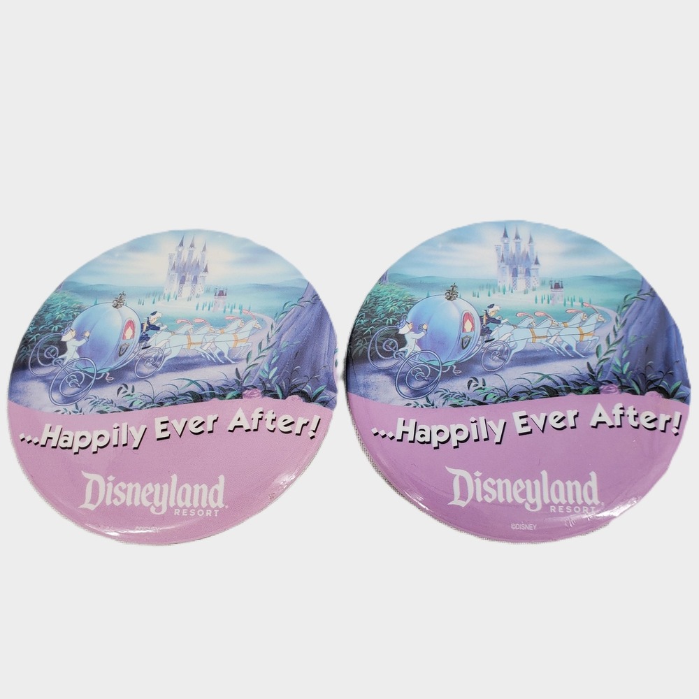 Disneyland Resort Cinderella Happily Ever After Pinback Button Purple Set of 2